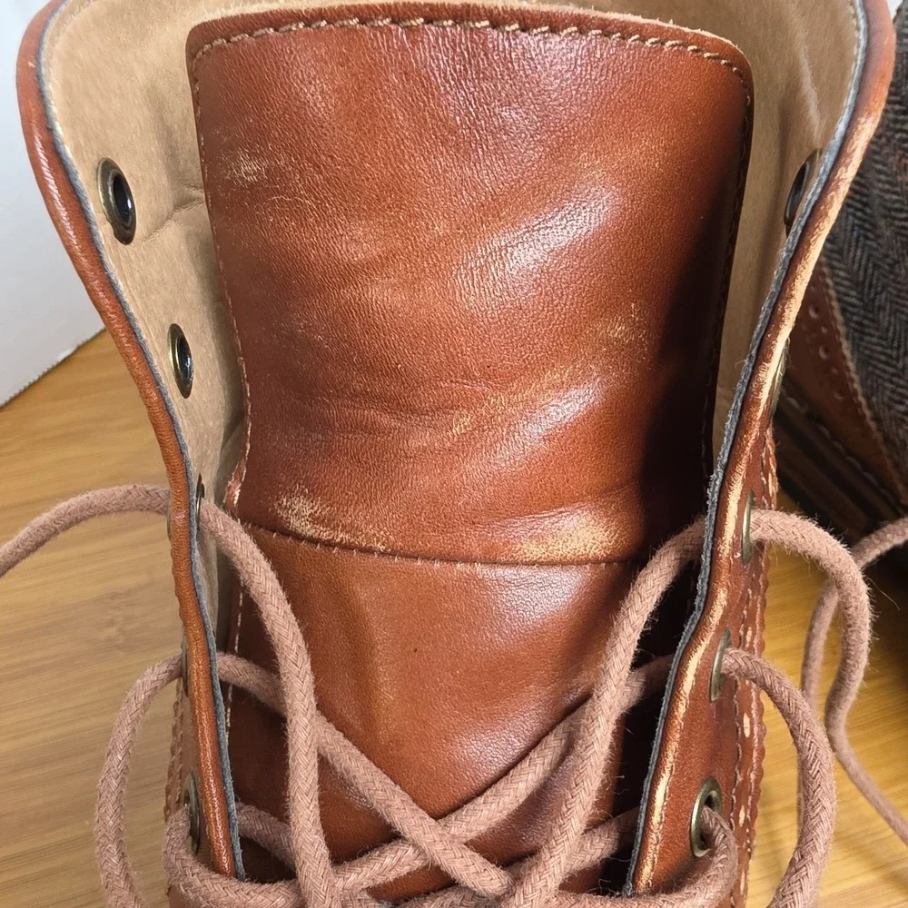 La Milano Ankle Oxford Cognac Leather Boots ELI II B521117K Men's Size 12